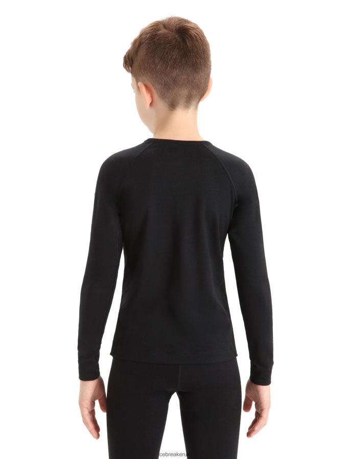 Icebreaker Kids Merino 200 Oasis Long Sleeve Crewe Thermal Top Z04NXR934 Clothing Black - Image 2