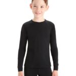 Icebreaker Kids Merino 200 Oasis Long Sleeve Crewe Thermal Top Z04NXR934 Clothing Black