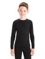 Icebreaker Kids Merino 200 Oasis Long Sleeve Crewe Thermal Top Z04NXR934 Clothing Black