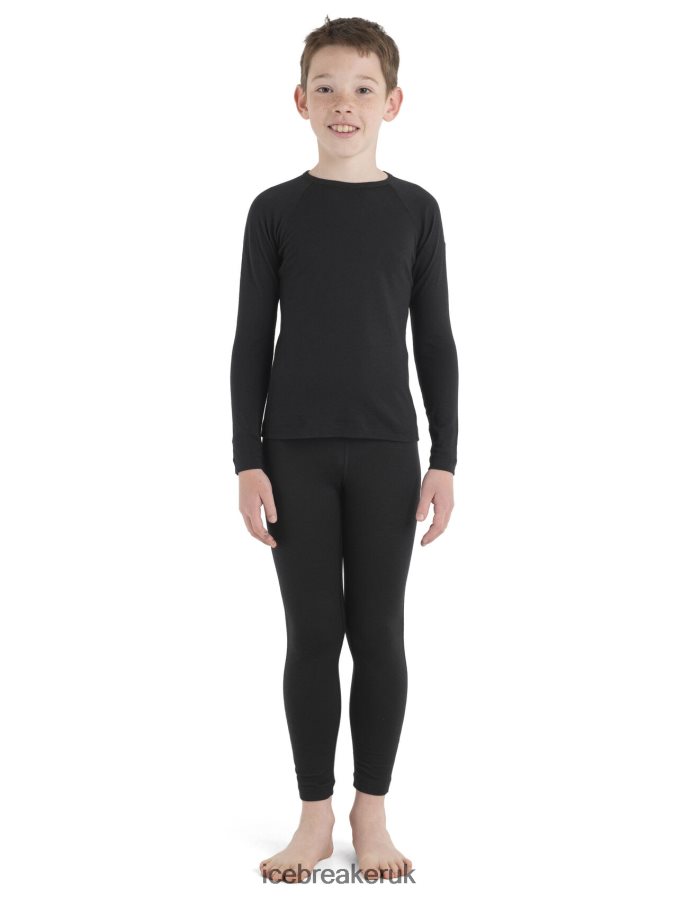 Icebreaker Kids Merino 200 Oasis Long Sleeve Crewe Thermal Top Z04NXR934 Clothing Black - Image 7