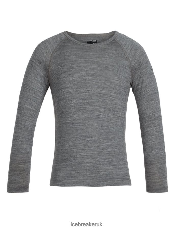 Icebreaker Kids Merino 200 Oasis Long Sleeve Crewe Thermal Top Z04NXR935 Clothing Gritstone Heather - Image 1
