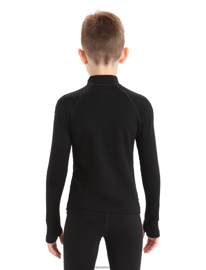Icebreaker Kids Merino 260 Tech Long Sleeve Half Zip Thermal Top Z04NXR937 Clothing Black - Image 2