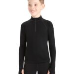 Icebreaker Kids Merino 260 Tech Long Sleeve Half Zip Thermal Top Z04NXR937 Clothing Black