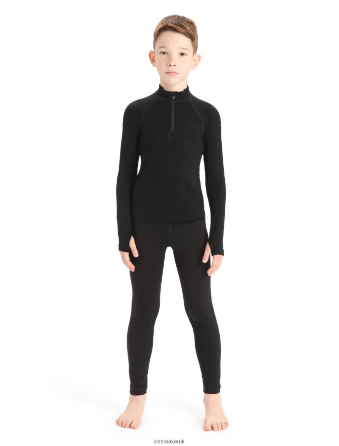 Icebreaker Kids Merino 260 Tech Long Sleeve Half Zip Thermal Top Z04NXR937 Clothing Black - Image 3