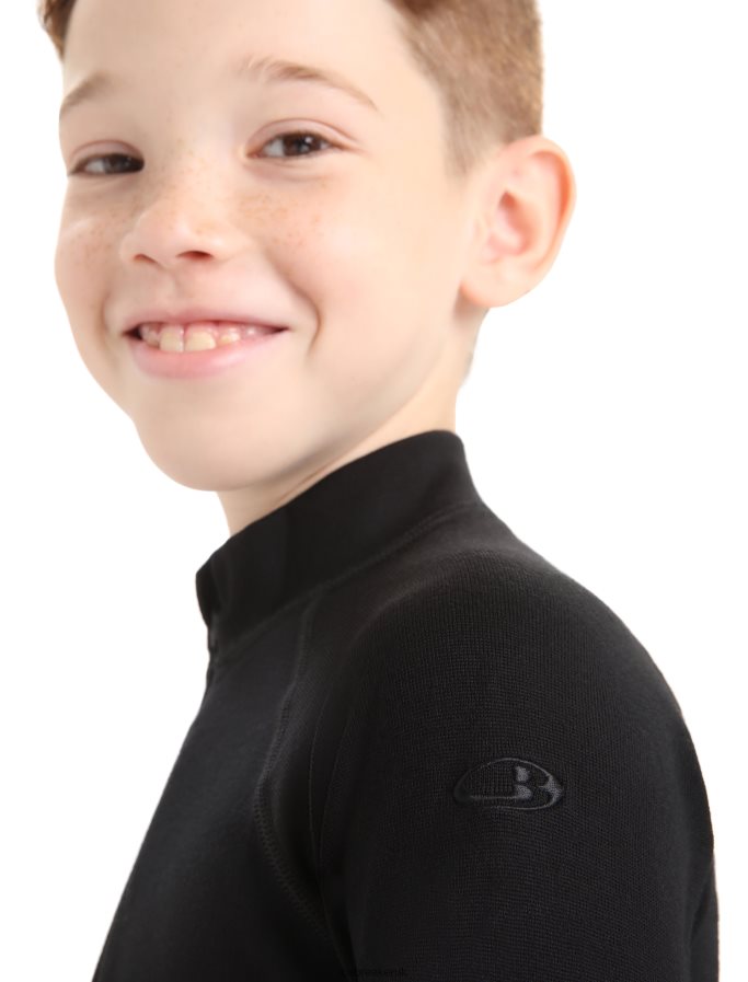 Icebreaker Kids Merino 260 Tech Long Sleeve Half Zip Thermal Top Z04NXR937 Clothing Black - Image 5