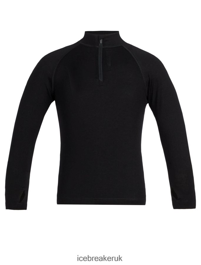 Icebreaker Kids Merino 260 Tech Long Sleeve Half Zip Thermal Top Z04NXR937 Clothing Black - Image 7