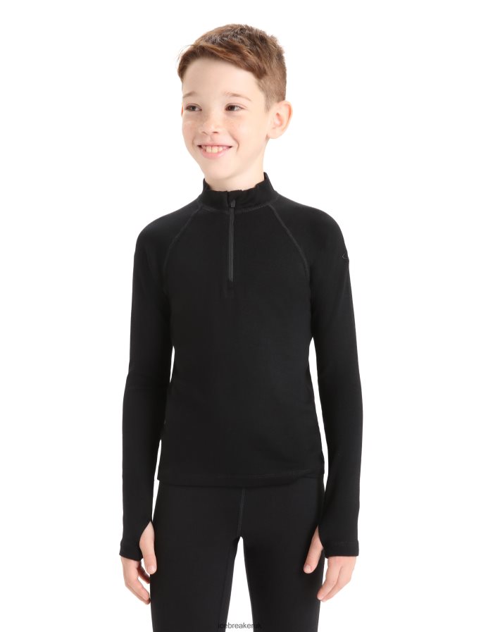 Icebreaker Kids Merino 260 Tech Long Sleeve Half Zip Thermal Top Z04NXR937 Clothing Black - Image 1