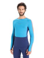 Icebreaker Men 125 ZoneKnit Merino Long Sleeve Crewe Thermal Top Z04NXR177 Clothing Geo Blue/Royal Navy