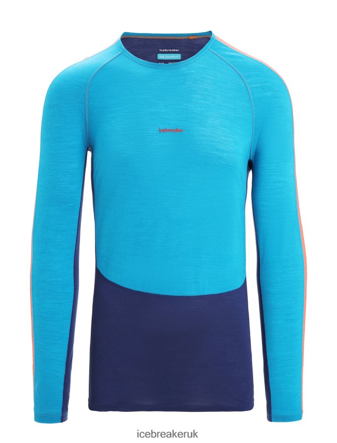 Icebreaker Men 125 ZoneKnit Merino Long Sleeve Crewe Thermal Top Z04NXR177 Clothing Geo Blue/Royal Navy - Image 7