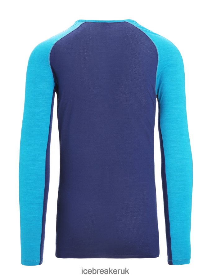 Icebreaker Men 125 ZoneKnit Merino Long Sleeve Crewe Thermal Top Z04NXR177 Clothing Geo Blue/Royal Navy - Image 8