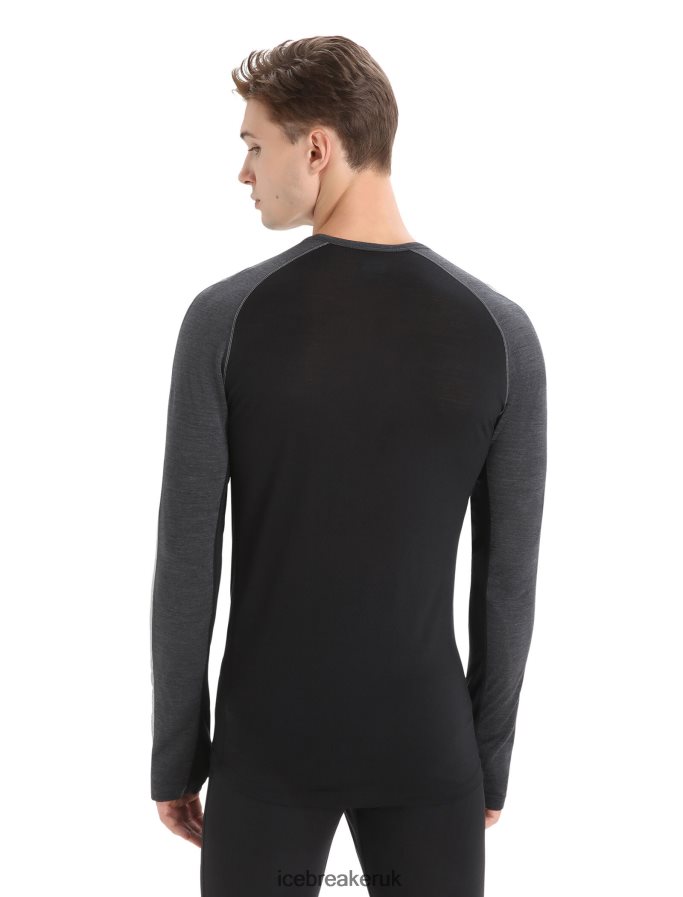 Icebreaker Men 125 ZoneKnit Merino Long Sleeve Crewe Thermal Top Z04NXR178 Clothing Jet Heather/Black - Image 2