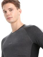 Icebreaker Men 125 ZoneKnit Merino Long Sleeve Crewe Thermal Top Z04NXR178 Clothing Jet Heather/Black - Image 5