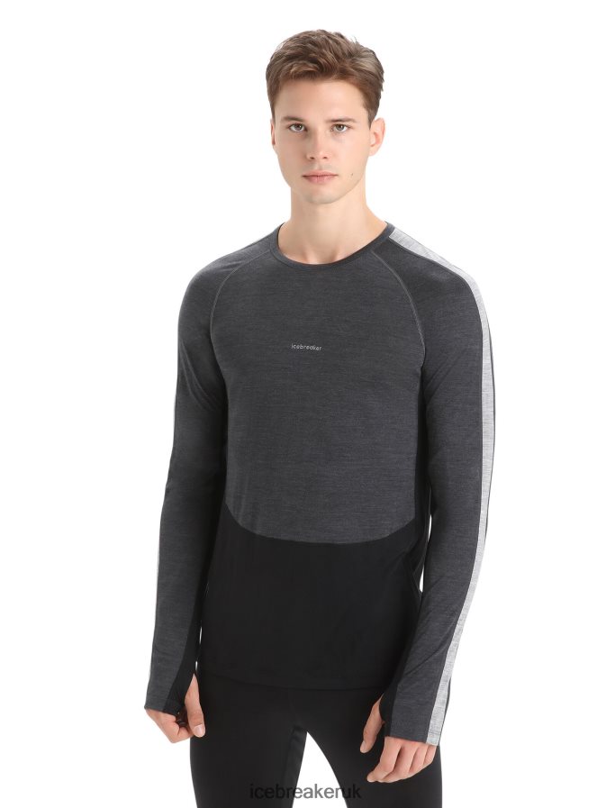 icebreaker_men_125_zoneknit_merino_long_sleeve_crewe_thermal_top_z04nxr178_clothing_jet_heather_black.jpg Icebreaker Men 125 ZoneKnit Merino Long Sleeve Crewe Thermal Top Z04NXR178 Clothing Jet Heather/Black - Image 1
