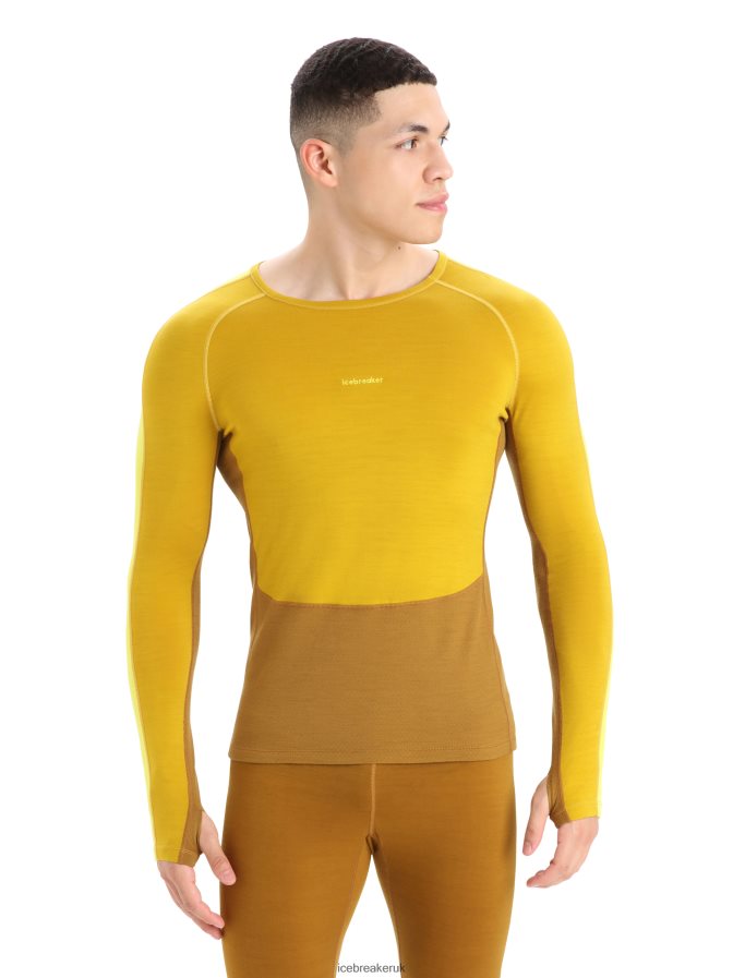 Icebreaker Men 200 ZoneKnit Merino Long Sleeve Crewe Thermal Top Z04NXR410 Clothing Silent Gold/Clove - Image 1