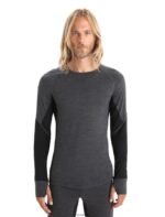 Icebreaker Men BodyfitZone Merino 260 Zone Long Sleeve Crewe Thermal Top Z04NXR435 Clothing Jet Heather/Black