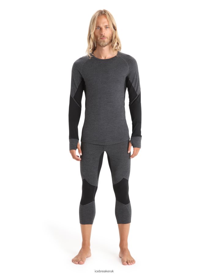 Icebreaker Men BodyfitZone Merino 260 Zone Long Sleeve Crewe Thermal Top Z04NXR435 Clothing Jet Heather/Black - Image 3