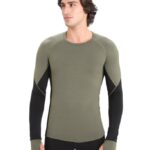 Icebreaker Men BodyfitZone Merino 260 Zone Long Sleeve Crewe Thermal Top Z04NXR437 Clothing Loden/Black