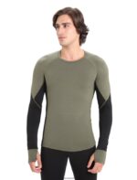 Icebreaker Men BodyfitZone Merino 260 Zone Long Sleeve Crewe Thermal Top Z04NXR437 Clothing Loden/Black