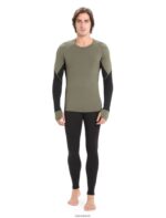 Icebreaker Men BodyfitZone Merino 260 Zone Long Sleeve Crewe Thermal Top Z04NXR437 Clothing Loden/Black - Image 4