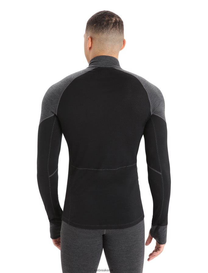 Icebreaker Men BodyfitZone Merino 260 Zone Long Sleeve Half Zip Thermal Top Z04NXR387 Clothing Jet Heather/Black - Image 2