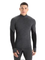 Icebreaker Men BodyfitZone Merino 260 Zone Long Sleeve Half Zip Thermal Top Z04NXR387 Clothing Jet Heather/Black