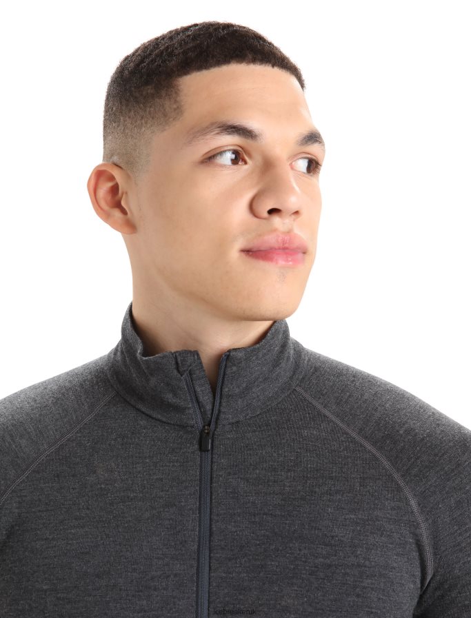 Icebreaker Men BodyfitZone Merino 260 Zone Long Sleeve Half Zip Thermal Top Z04NXR387 Clothing Jet Heather/Black - Image 3