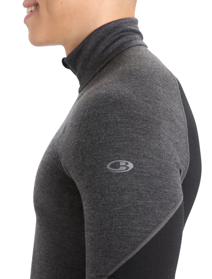 Icebreaker Men BodyfitZone Merino 260 Zone Long Sleeve Half Zip Thermal Top Z04NXR387 Clothing Jet Heather/Black - Image 4