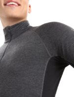 Icebreaker Men BodyfitZone Merino 260 Zone Long Sleeve Half Zip Thermal Top Z04NXR387 Clothing Jet Heather/Black - Image 5