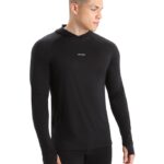 Icebreaker Men Cool-Lite Merino Long Sleeve Hoodie Z04NXR192 Clothing Black
