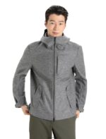 Icebreaker Men Felted Merino Hooded Jacket Z04NXR370 Clothing Gritstone Heather