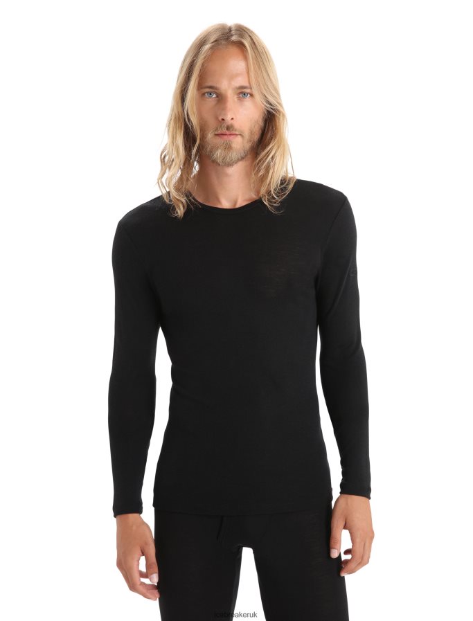 Icebreaker Men Merino 175 Everyday Long Sleeve Crewe Thermal Top Z04NXR162 Clothing Black - Image 1