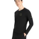 Icebreaker Men Merino 200 Oasis Long Sleeve Crewe Thermal Top Alps 3D Z04NXR426 Clothing Black