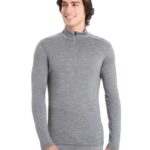 Icebreaker Men Merino 200 Oasis Long Sleeve Half Zip Thermal Top Z04NXR150 Clothing Gritstone Heather
