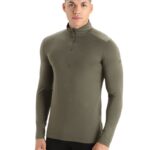 Icebreaker Men Merino 200 Oasis Long Sleeve Half Zip Thermal Top Z04NXR152 Clothing Loden
