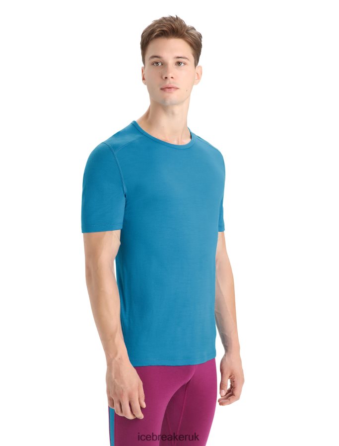 Icebreaker Men Merino 200 Oasis Short Sleeve Crewe Thermal Top Z04NXR156 Clothing Geo Blue - Image 1
