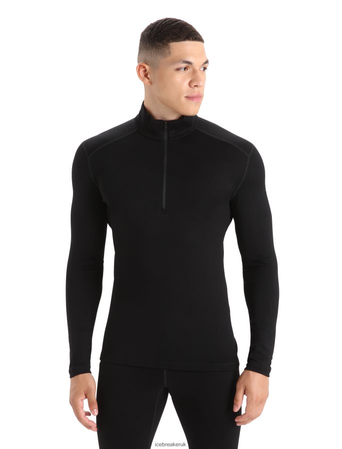 Icebreaker Men Merino 260 Tech Long Sleeve Half Zip Thermal Top Z04NXR165 Clothing Black - Image 1