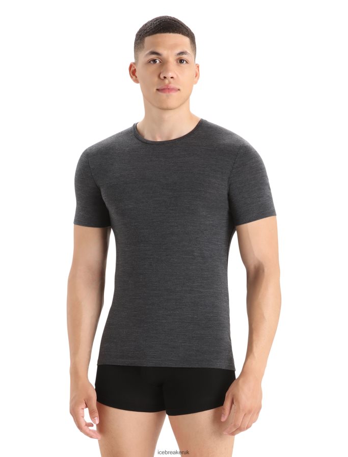 Icebreaker Men Merino Anatomica Short Sleeve Crewe T-Shirt Z04NXR128 Clothing Jet Heather - Image 1