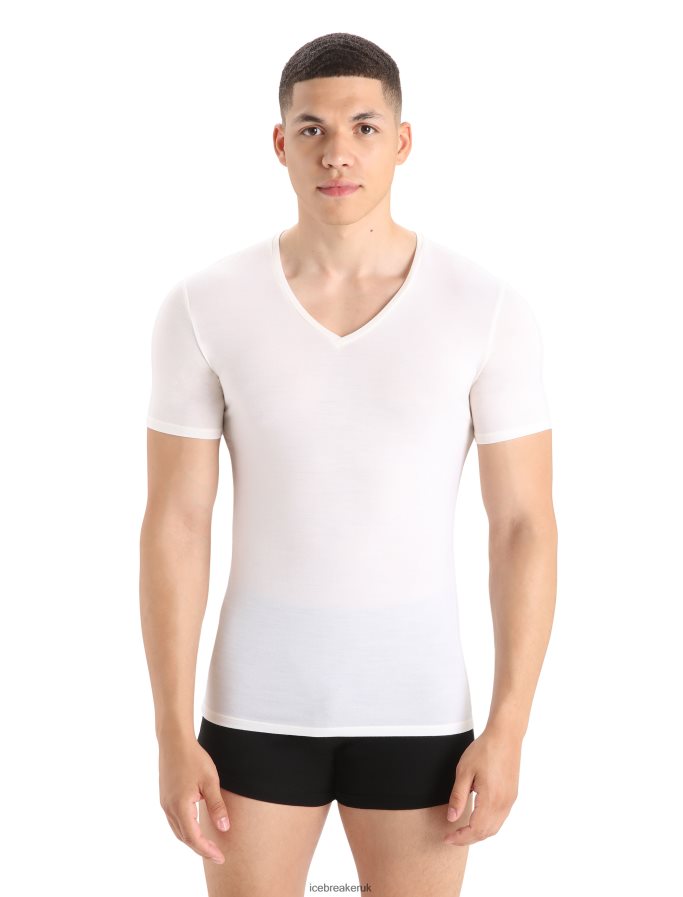 Icebreaker Men Merino Anatomica Short Sleeve V Neck T-Shirt Z04NXR124 Clothing Snow - Image 1