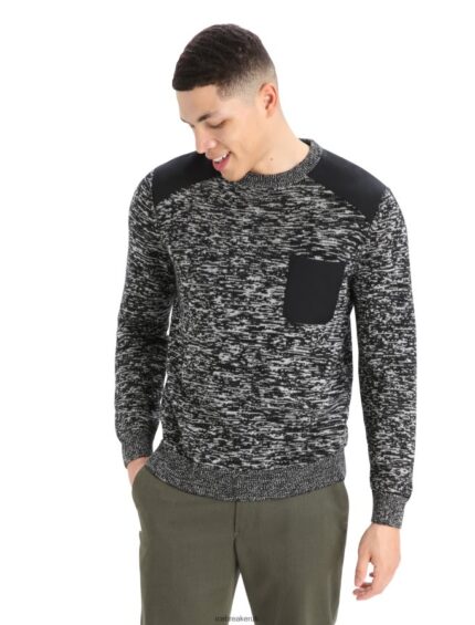 Icebreaker Men Merino Barein Crewe Sweater Z04NXR361 Clothing Black/Snow
