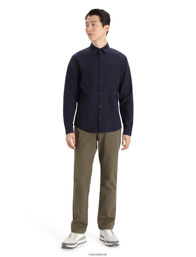 Icebreaker Men Merino Berlin Long Sleeve Shirt Z04NXR372 Clothing Midnight Navy - Image 3