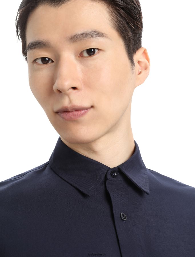 Icebreaker Men Merino Berlin Long Sleeve Shirt Z04NXR372 Clothing Midnight Navy - Image 5