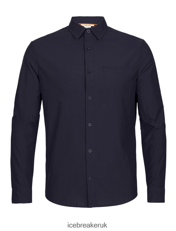 Icebreaker Men Merino Berlin Long Sleeve Shirt Z04NXR372 Clothing Midnight Navy - Image 8