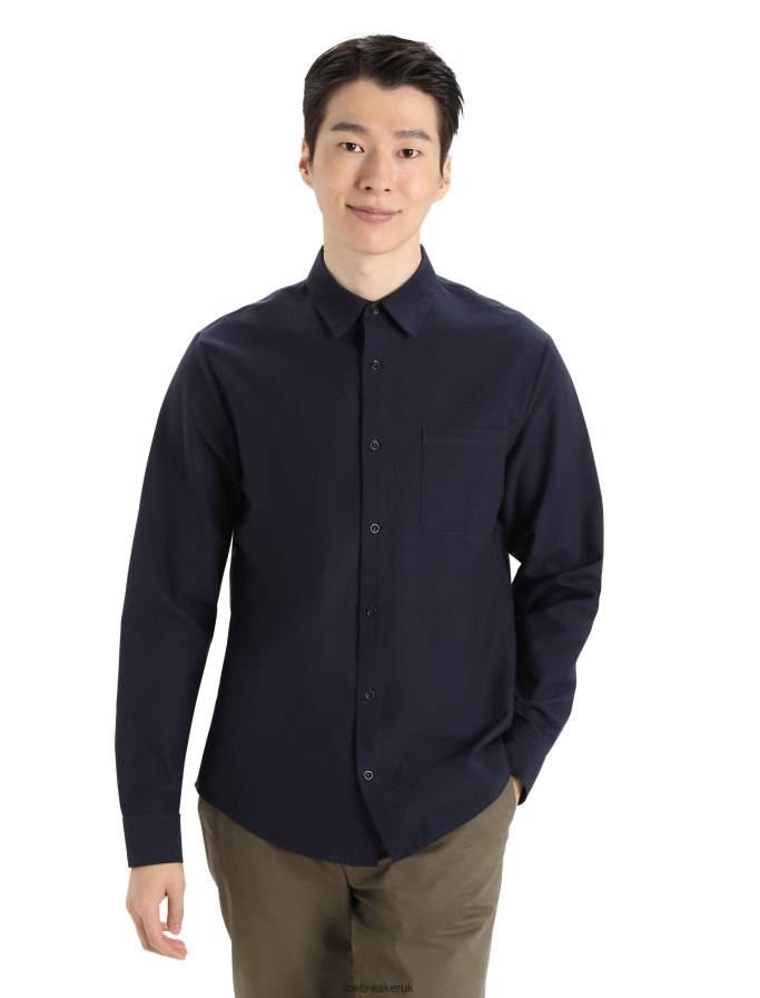 Icebreaker Men Merino Berlin Long Sleeve Shirt Z04NXR372 Clothing Midnight Navy - Image 1