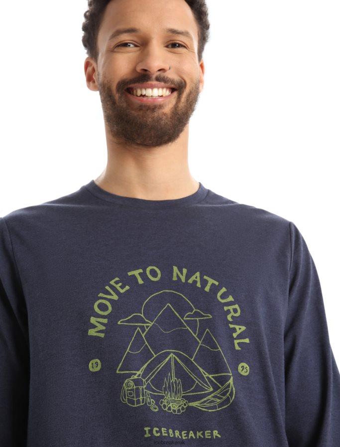 Icebreaker Men Merino Central Classic Long Sleeve T-Shirt Canopy Camper Z04NXR375 Clothing Midnight Navy - Image 4