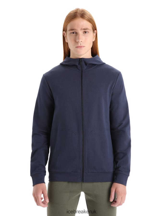 icebreaker_men_merino_central_classic_long_sleeve_zip_hoodie_z04nxr209_clothing_midnight_navy.jpg Icebreaker Men Merino Central Classic Long Sleeve Zip Hoodie Z04NXR209 Clothing Midnight Navy - Image 1