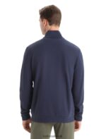 Icebreaker Men Merino Central Classic Long Sleeve Zip Z04NXR211 Clothing Midnight Navy - Image 2