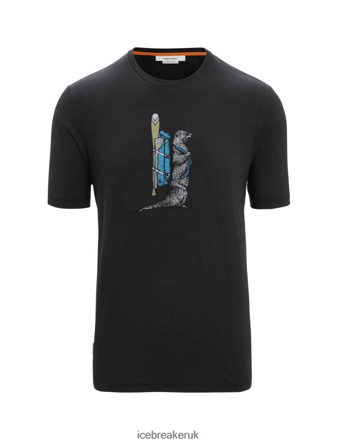 Icebreaker Men Merino Central Classic Short Sleeve T-Shirt Otter Paddle Z04NXR60 Clothing Black - Image 6