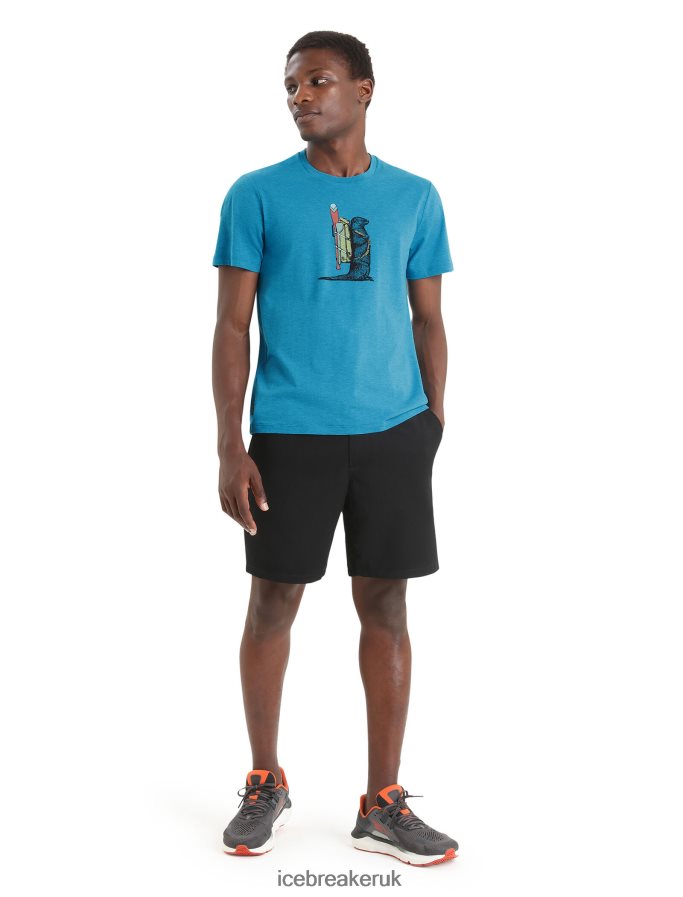 Icebreaker Men Merino Central Classic Short Sleeve T-Shirt Otter Paddle Z04NXR61 Clothing Geo Blue - Image 3