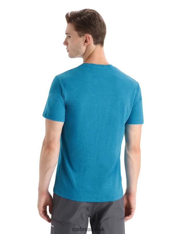Icebreaker Men Merino Central Classic Short Sleeve T-Shirt St Anton Z04NXR34 Clothing Geo Blue - Image 2
