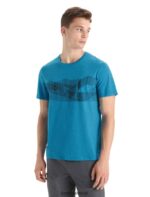 Icebreaker Men Merino Central Classic Short Sleeve T-Shirt St Anton Z04NXR34 Clothing Geo Blue